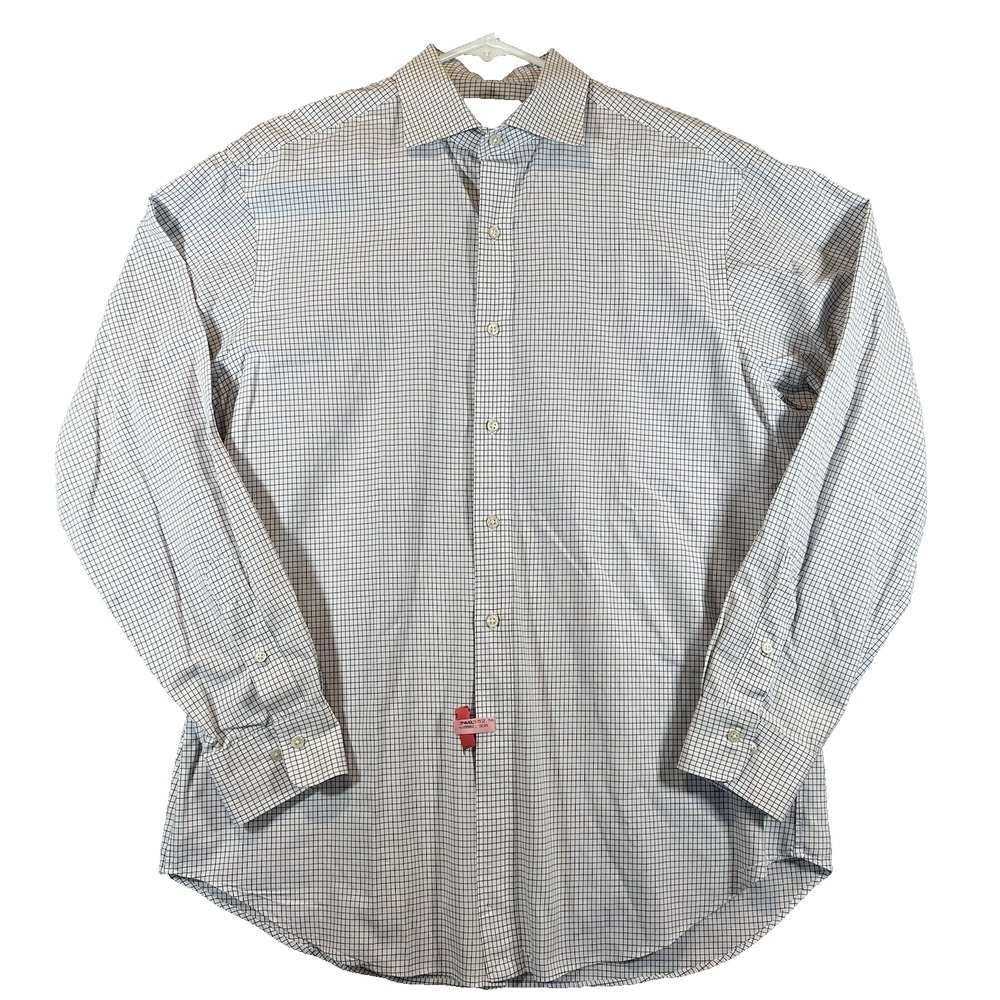 Polo Ralph‎ Lauren Shirt Mens 16.5 Long Sleeve Plaid White Black Classic Fit